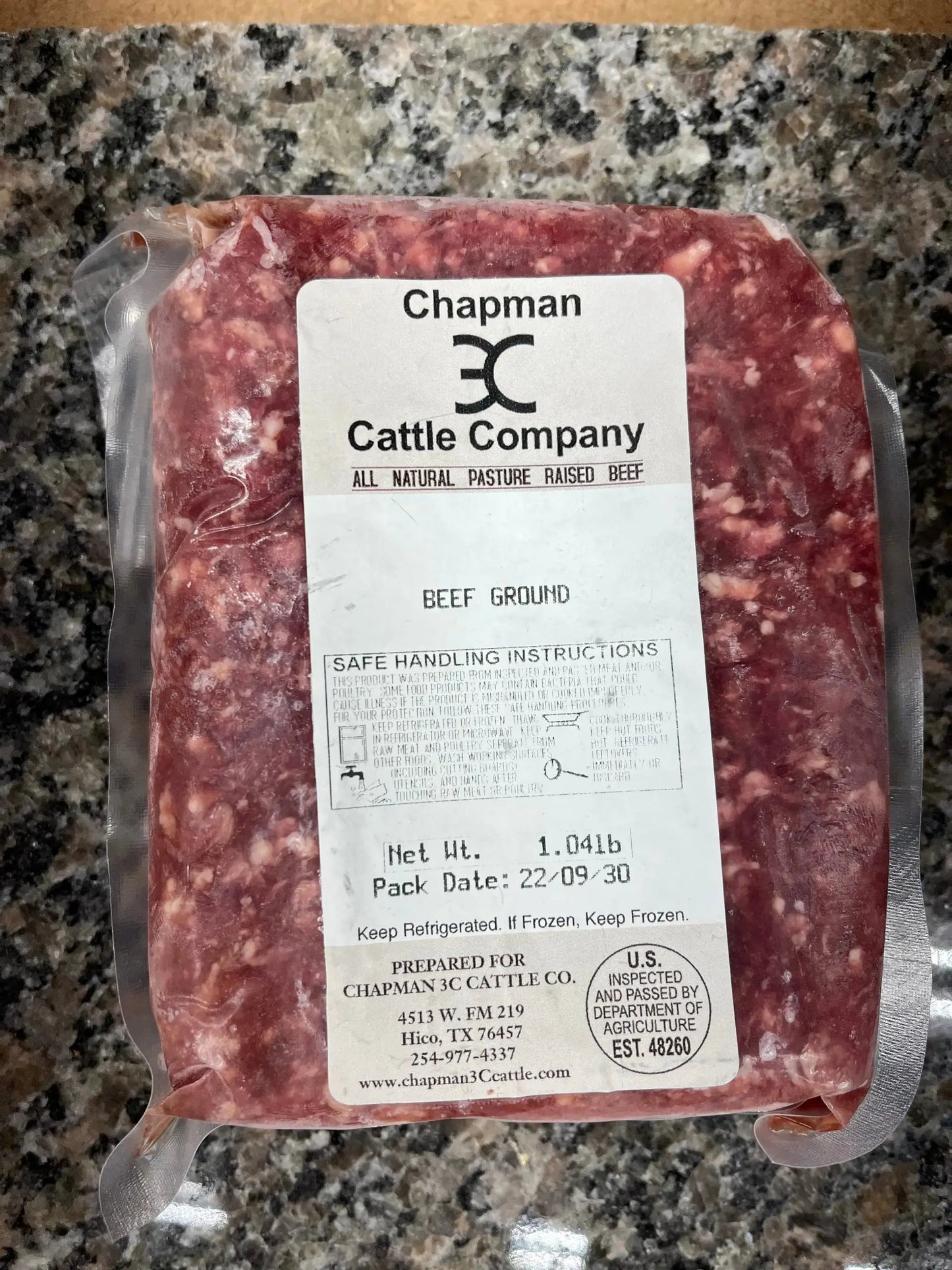 
                  
                    Chapman 3C Cattle Company Beef For Sale 1 Pound Package All Natural Ground Beef 1# pack
                  
                