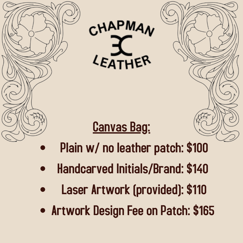 
                  
                    Chapman 3C Cattle Company Custom Canvas Bag-DEPOSIT ONLY
                  
                